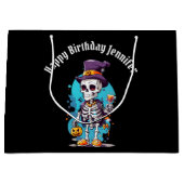 Cool Skelet in een Top Hoed Halloween Verjaardag Groot Cadeauzakje (Voorkant)