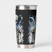 Cool skelet liefhebbers voeg naam toe geïsoleerde drinkbeker (Links)