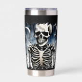 Cool skelet liefhebbers voeg naam toe geïsoleerde drinkbeker (Achterkant)