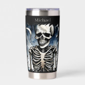 Cool skelet liefhebbers voeg naam toe geïsoleerde drinkbeker (Voorkant)