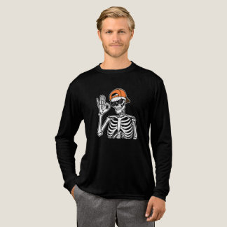 Cool skelet met oranje pet | Hip-Hop Halloween Tri-Blend Shirt