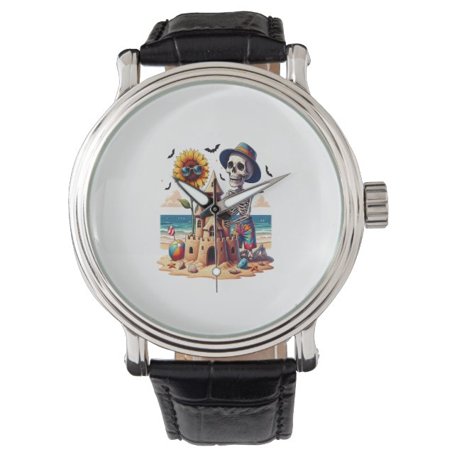 Cool skelet op het strand horloge (Voorkant)