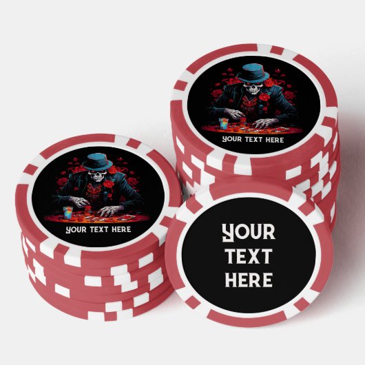 Cool skelet speelkaarten poker chips (Opstapeling)
