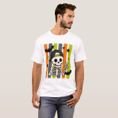 Cool Skelet Vredesteken Halloween T-Shirt (Voorkant volledig)