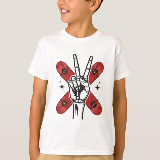 Cool skelet vredesteken skateboard kids T-shirt |