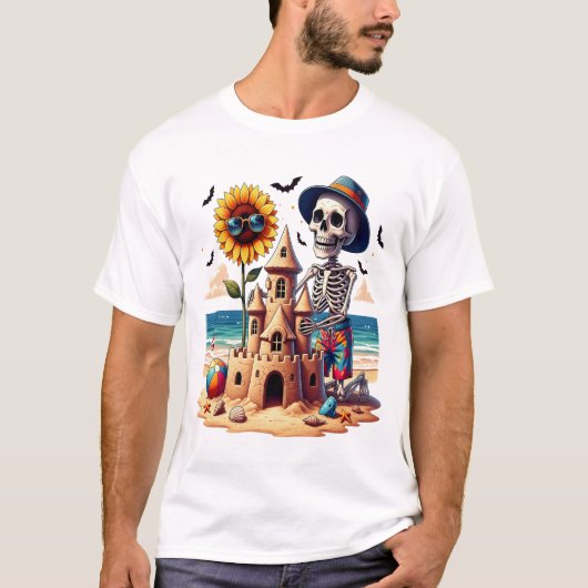 Cool Skeleton at the Beach T-shirt (Voorkant)