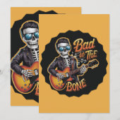 Cool Skeleton Bad to the Bone beroemd gemaakt door Kaart (Voorkant / Achterkant)