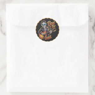 Cool Skeleton Bad to the Bone beroemd gemaakt door Ronde Sticker