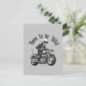 Cool Skeleton Bone to be Wild Riding a Motorcycle Briefkaart (Staand voorkant)