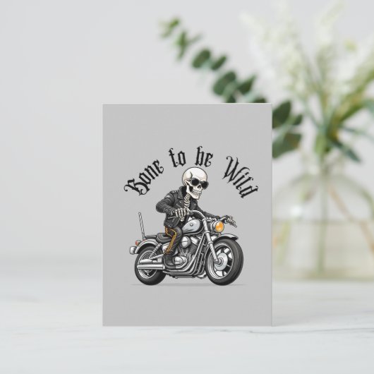 Cool Skeleton Bone to be Wild Riding a Motorcycle Briefkaart (Staand voorkant)