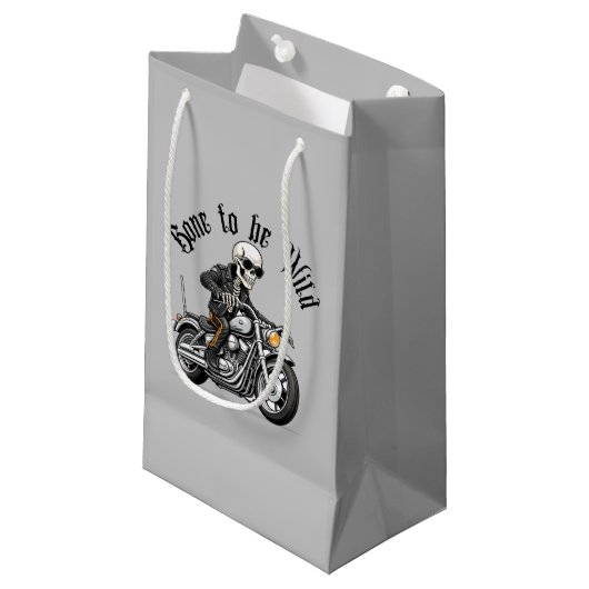 Cool Skeleton Bone to be Wild Riding a Motorcycle Klein Cadeauzakje (Voorkant Gekanteld)