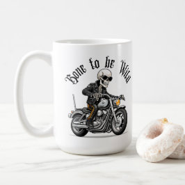 Cool Skeleton Bone to be Wild Riding a Motorcycle Koffiemok
