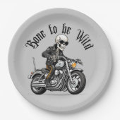 Cool Skeleton Bone to be Wild Riding a Motorcycle Papieren Bordje (Voorkant)