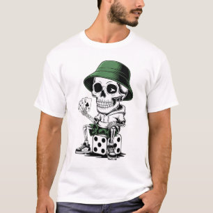 Cool Skeleton Dobbelsteen Speler – Streetwear Stij T-shirt