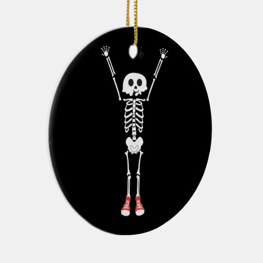 Cool Skeleton Halloween Design Keramisch Ornament (Rechts)