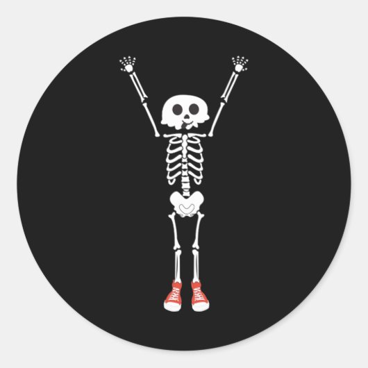 Cool Skeleton Halloween Design Ronde Sticker (Voorkant)