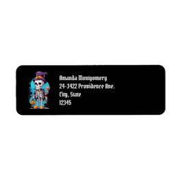 Cool Skeleton in een Top Hat Halloween Zwart Etiket