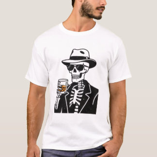 Cool Skeleton Jazz Club Esthetische T-Shirt – Hoed