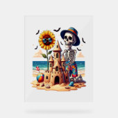 Cool Skeleton op het strand Acryl Bord (Voorkant)