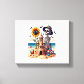 Cool Skeleton op het strand Canvas Afdruk (Voorkant)