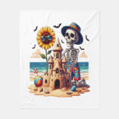 Cool Skeleton op het strand Fleece Deken (Voorkant)