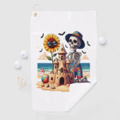 Cool Skeleton op het strand Golfhanddoek (Insitu)