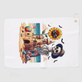 Cool Skeleton op het strand Golfhanddoek (Horizontaal)