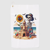 Cool Skeleton op het strand Golfhanddoek (Voorkant)