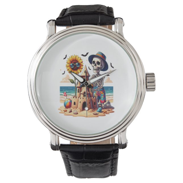 Cool Skeleton op het strand Horloge (Voorkant)