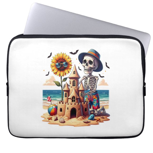 Cool Skeleton op het strand Laptop Sleeve (Voorkant)