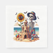 Cool Skeleton op het strand Servet (Voorkant)