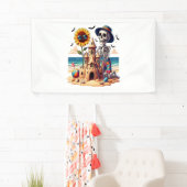 Cool Skeleton op het strand Spandoek (Insitu)