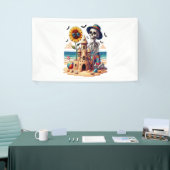 Cool Skeleton op het strand Spandoek (Beurs)