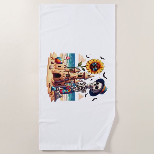 Cool Skeleton op het strand Strandlaken (Voorkant)