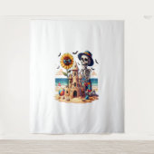 Cool Skeleton op het strand Wandkleed (Voorkant)