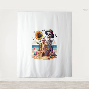 Cool Skeleton op het strand Wandkleed