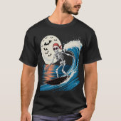 Cool Skeleton Surfen bij Nacht - Halloween Beach T-shirt (Voorkant)
