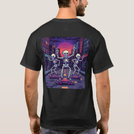 Cool Skeletons In The City Vaporwave Style Design T-shirt