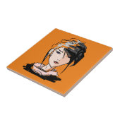 Cool Sketched Woman - Artistiek stripfiguur Tegeltje (Zijkant)