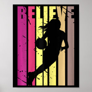 Cool Sketll Meisjes Verjaardag Speler Vintage Retr Poster
