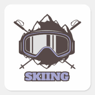 Cool Ski Helmet Vierkante Sticker