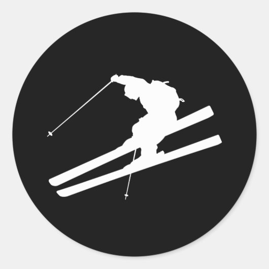 Cool skiën ronde sticker (Voorkant)