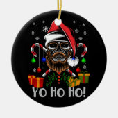 Cool Skull Beard Santa Pirate met Kerstmis Jolly R Keramisch Ornament (Voorkant)