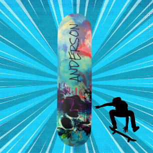Cool Skull Blue gepersonaliseerd Persoonlijk Skateboard