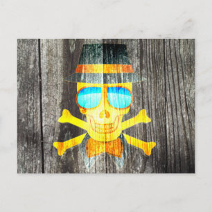 Cool Skull-bril pet grijs achtergrondeffect Briefkaart