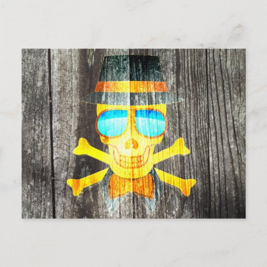 Cool Skull-bril pet grijs achtergrondeffect Briefkaart (Voorkant)