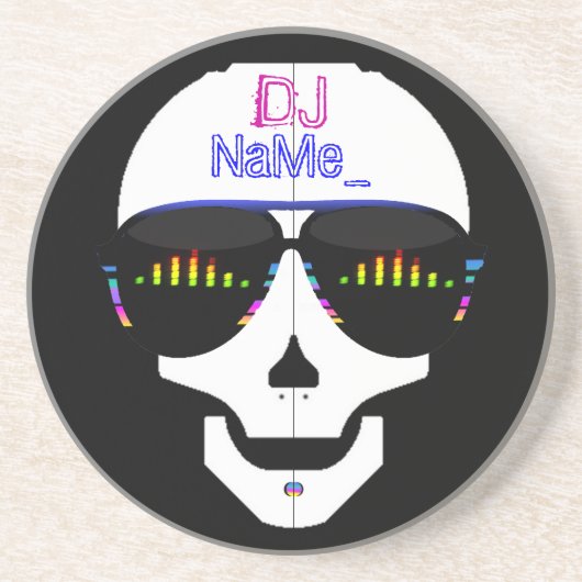 Cool Skull DJ - Gepersonaliseerd Zandsteen Onderzetter (Voorkant)