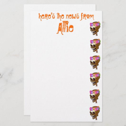 Cool Skull gepersonaliseerd Briefpapier (Voorkant / Achterkant)
