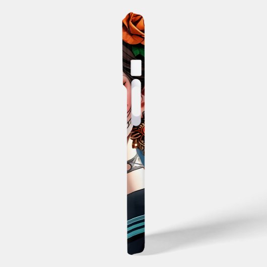 Cool Skull Girl Anime iPhone 15 Hoesjes (Achterkant / Links)