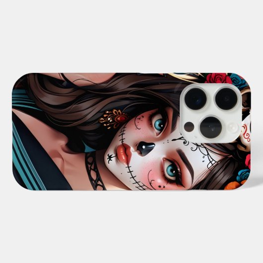 Cool Skull Girl Anime iPhone 15 Hoesjes (Achterkant (horizontaal))